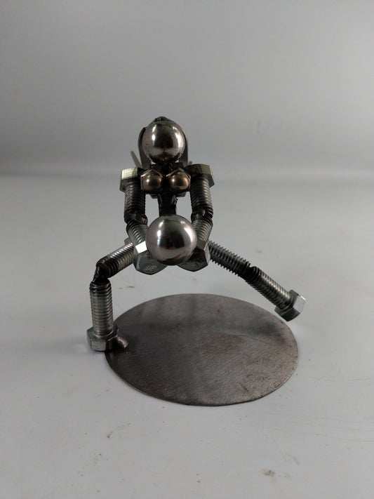 Female Volleyball Player, Metal Figurine, Upcycled Metal Art