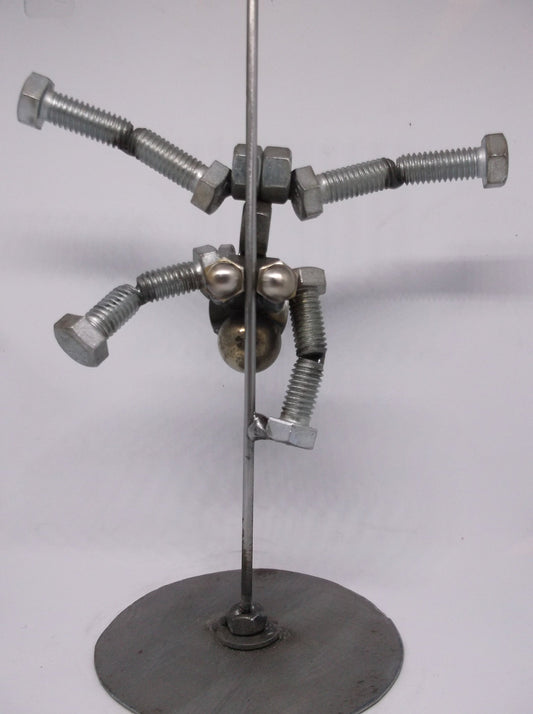 Exotic Dancer, Pole Dancer, Metal Bolt Figurine, Upcycled Art,